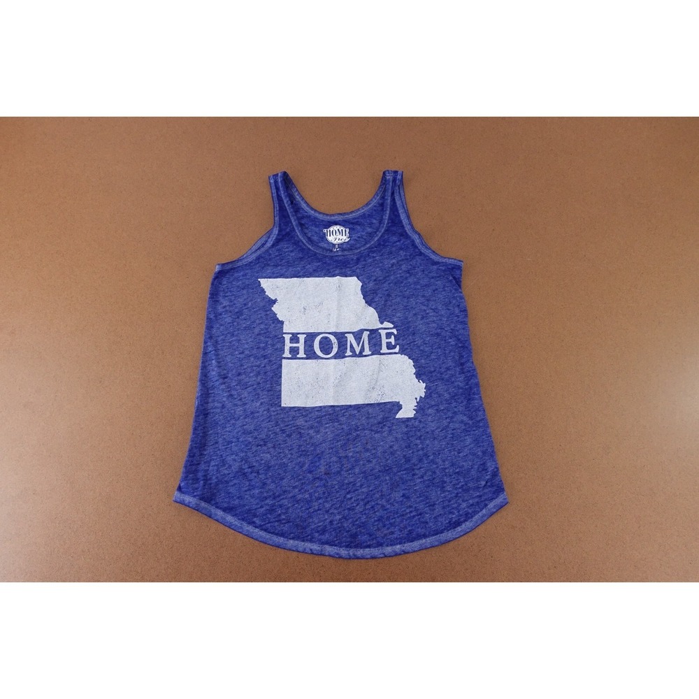 Home Free Women's Small (4/16) Blue Missouri Home Graphic Lightweight Tank Top